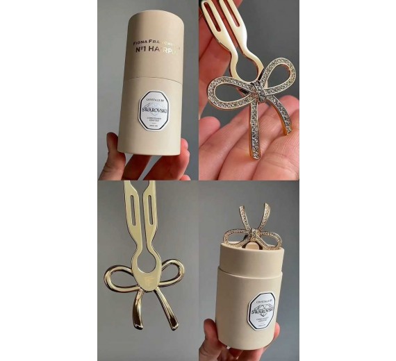 FionaFranchimonNo1HairpinRibbonMedSwarovskikrystallerGyldenguldfinish1stkiskenLIMITEDEDITION-02